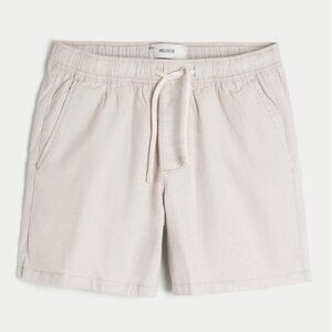 Hollister Men's Mid-Thigh Linen-Blend Pull-On Shorts Small Beige